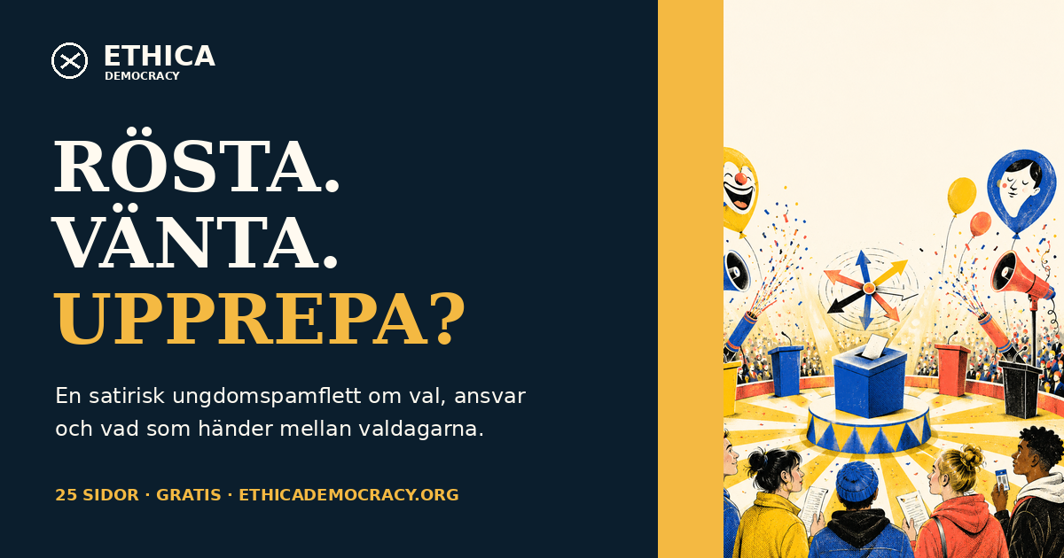 Rösta. Vänta. Upprepa? med illustrerad valcirkus och information om gratis nedladdning.